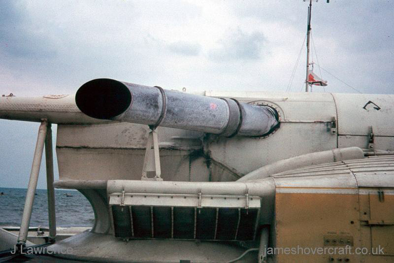 The SRN6 with Hovertravel - Closeup of the engine exhaust (credit: Pat Lawrence).